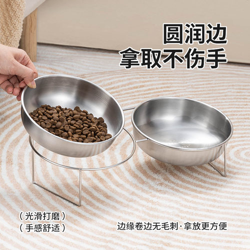 304不锈钢狗盆狗碗食盆宠物用品双碗猫狗碗增高饭盆猫水碗防打翻