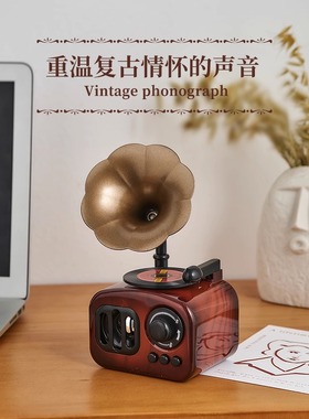 覆古留声机怀旧礼品饰品音乐盒入口书柜桌面创意音乐盒家居装饰