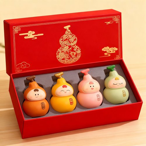 卡通葫芦手工摆件4件套礼盒送礼