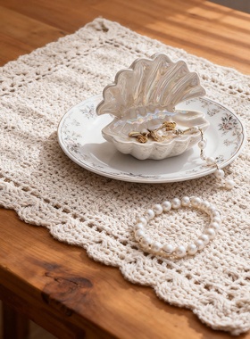 手工钩针蕾丝镂空花边桌旗摆件