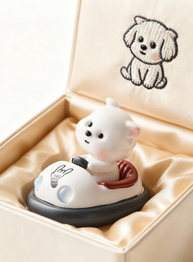 可爱小熊陶瓷碰碰车桌面摆件