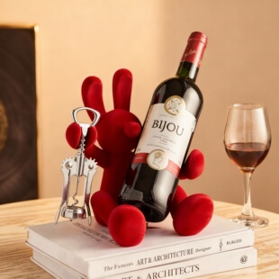 可爱卡通兔子毛绒红酒架公仔酒瓶架桌面装饰摆件开瓶器