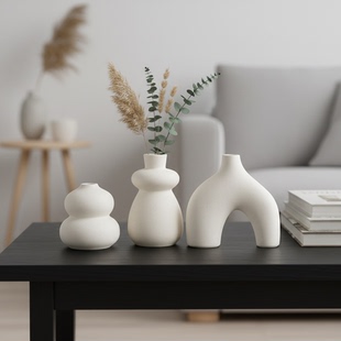 现代简约陶瓷花瓶北欧客厅茶几桌面装饰摆件样板房花器