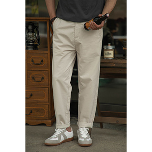 唔刃工装美式复古弹力棉奇诺裤锥形休闲裤咔叽修身直筒长裤通勤男