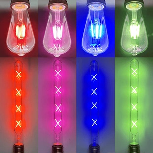 蓝绿粉红彩色LED灯泡T300灯管爱迪生ST64酒吧咖啡厅装饰氛围吊灯