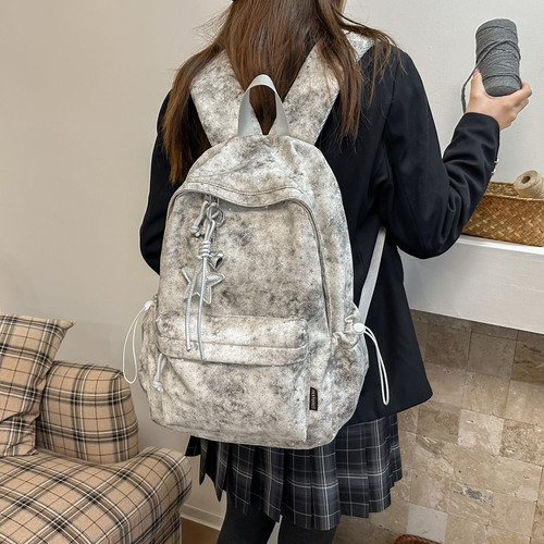 个性扎染双肩包女大容量轻便百搭