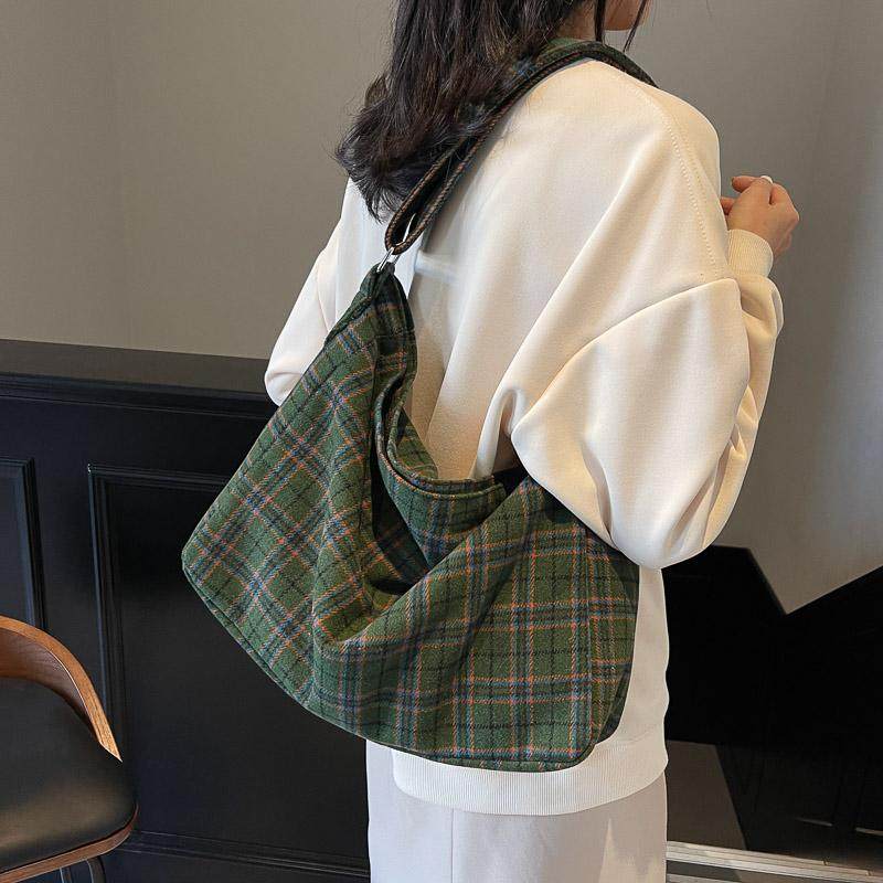 格子休闲帆布包包女2025新款手提大容量通勤购物袋上课单肩托特包,箱包皮具/热销女包/男包,托特包,淘宝优惠券,粉丝福利购,淘宝优惠卷