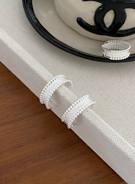 2025秋款几何凹面宽面圆珠开口戒