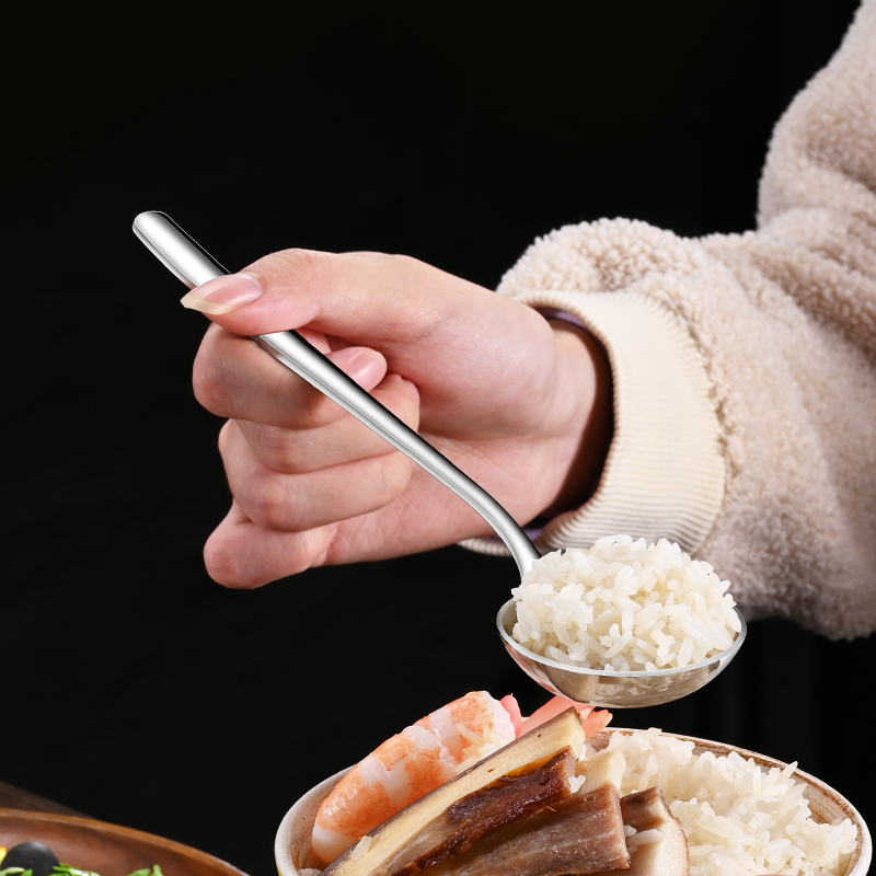 加深304不锈钢吃饭汤勺子韩式网红长柄家用喝汤匙大号拉面条西瓜