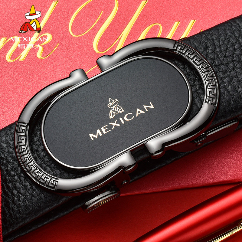 稻草人皮带男士真皮自动扣纯牛皮奢侈品牌商务西装裤腰带高档正品