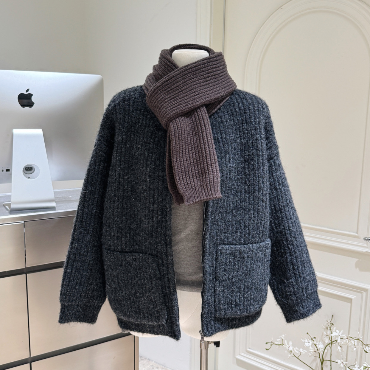 蘑糯糯加厚粗针冬季保暖围巾韩系