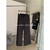 蘑糯糯同款 女 休闲裤 黑色长裤 百搭显瘦显腿长微喇裤