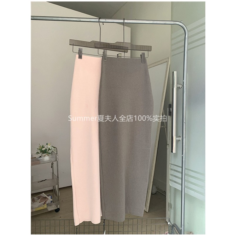 麻豆超高腰羊毛针织半裙