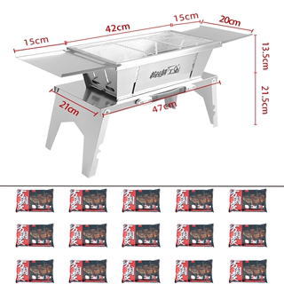 乾传精不锈钢折叠烤炉折叠烧烤炉烧烤架公文包款13件套超值套餐