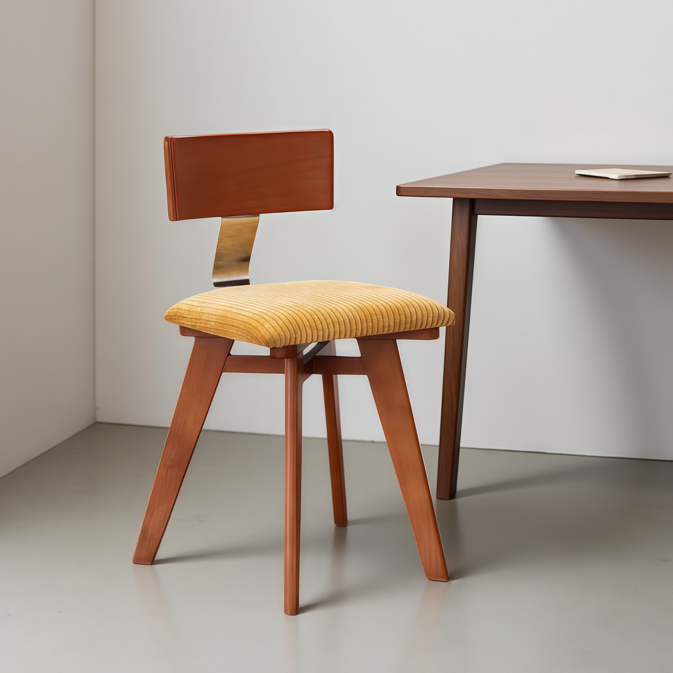 设计师中古餐椅北欧实木靠背餐桌椅侘寂风凳子化妆椅法式复古椅子