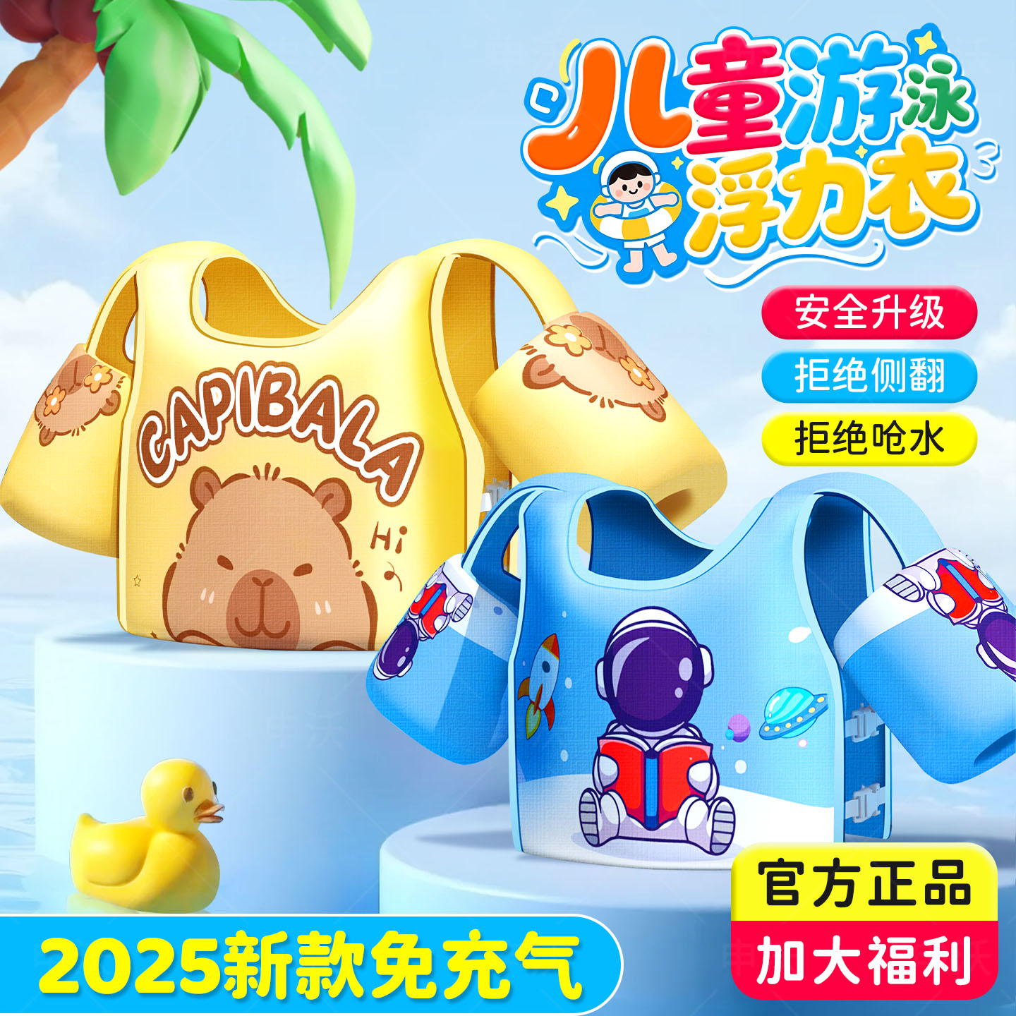 免充气防侧翻防呛水儿童浮力马甲