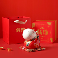 Праздничные значки 辛丑大吉公司地产活动年会商务礼品伴手礼陶瓷摆件定制礼盒logo