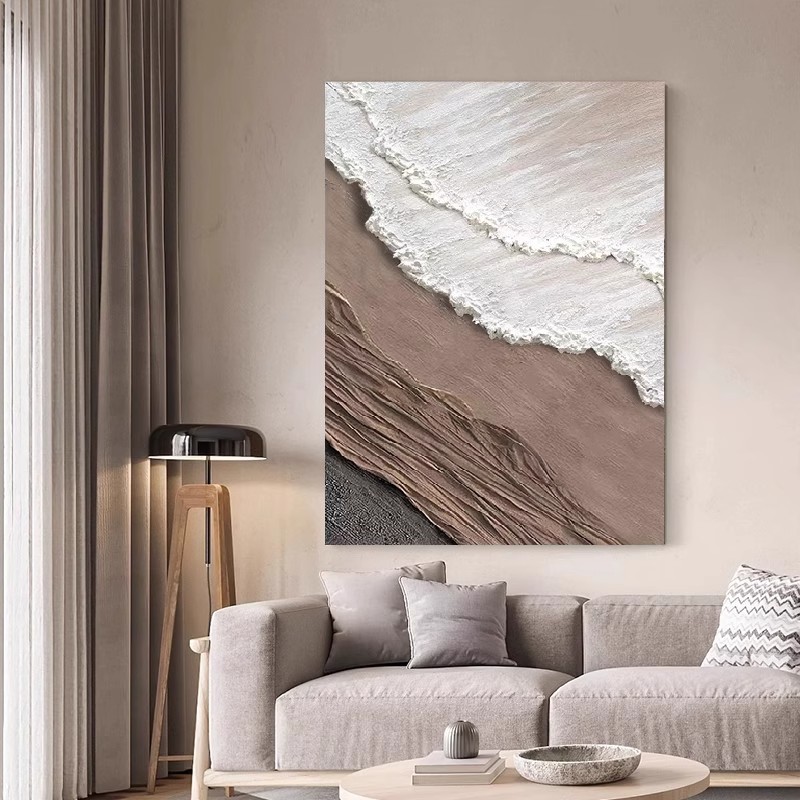 大芬村纯手绘油画现代简约侘寂风装饰画客厅抽象玄关肌理挂画图片