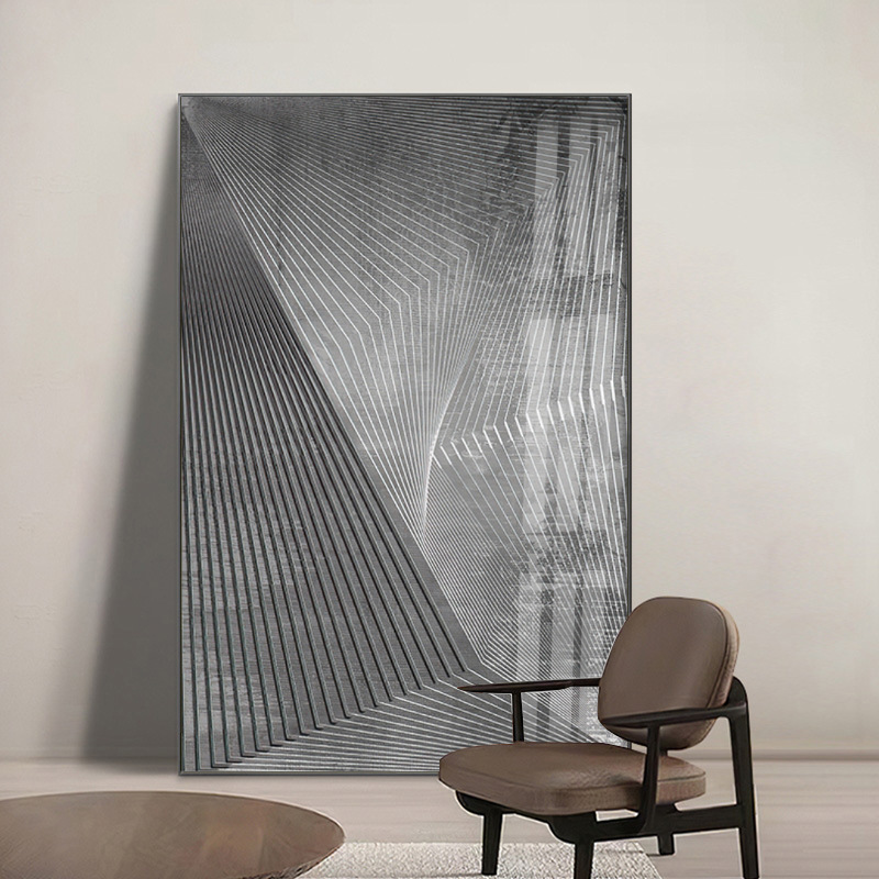 现代简约黑白线条抽象装饰画客厅玄关壁画工业风办公室商业挂画图片