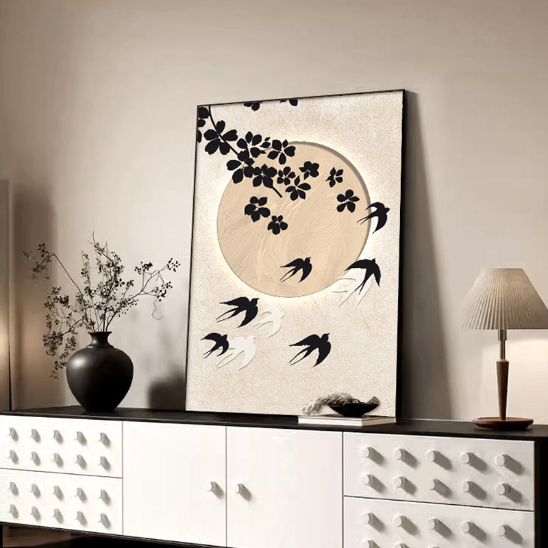 中古风入户玄关装饰画美拉德复古沙发背景墙挂画高级感客厅落地画图片