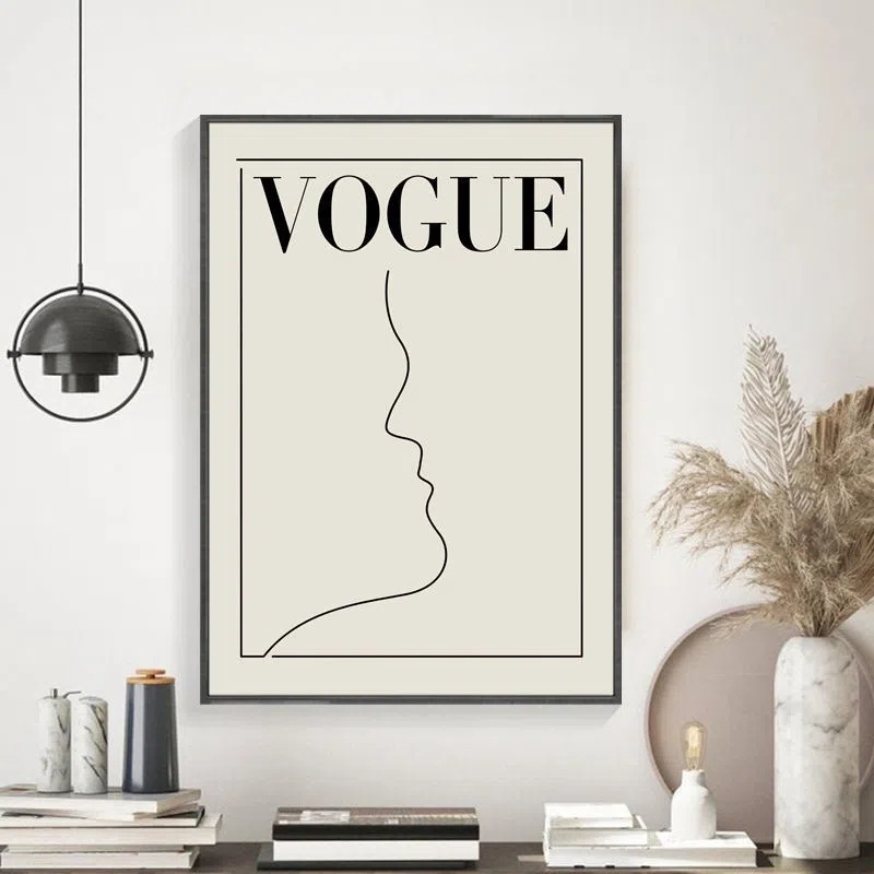 VOGUE北欧艺术装饰画抽象人脸线条画ins风复古文艺壁画客厅无框画图片
