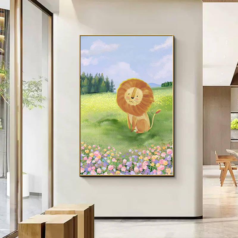 儿童房卧室装饰画床头墙壁卡通动物挂画ins风小众床头柜桌面摆画图片