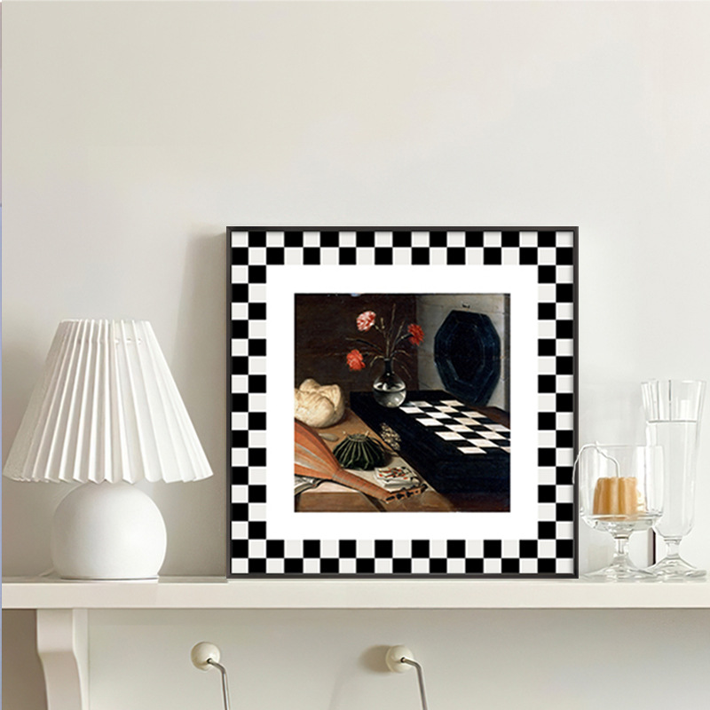 格调 现代简约客厅装饰画棋盘格挂画静物时尚客厅餐边柜卧室壁画图片