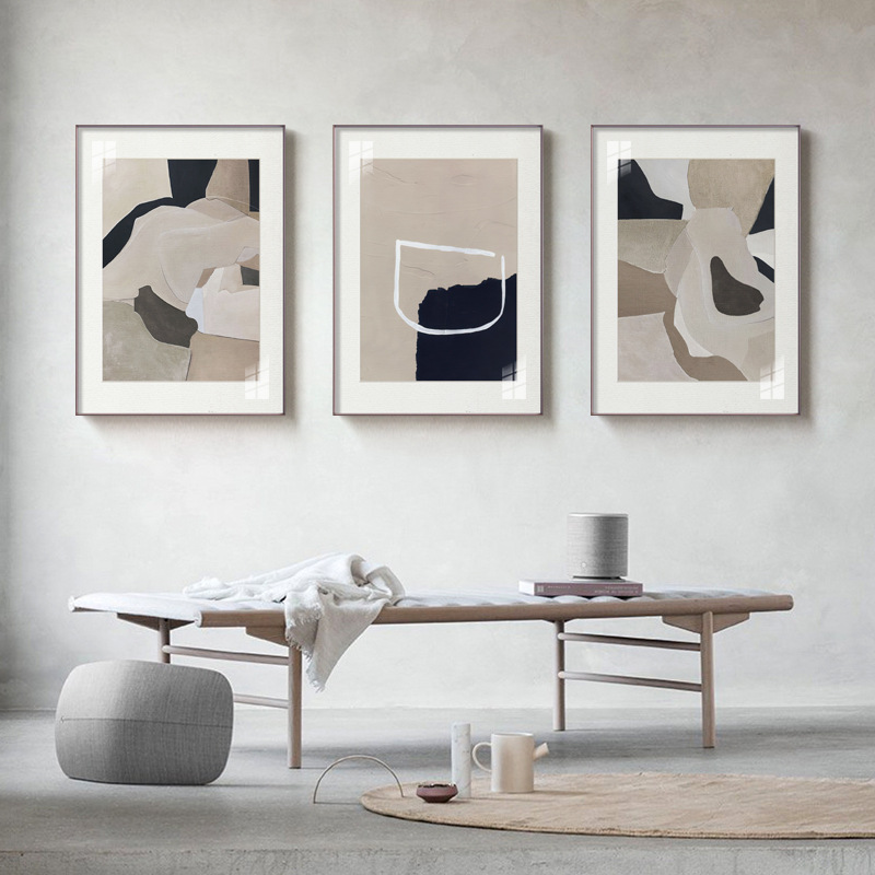 北欧侘寂风客厅装饰画沙发背景墙挂画抽象个性艺术壁画厂家图片