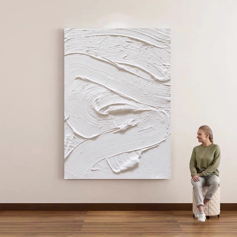 纯手绘油画抽象纯色肌理画玄关装饰画立体侘寂风客厅沙发挂画图片