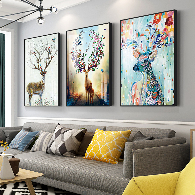 现代北欧客厅装饰画餐厅三联画沙发背景墙挂画现代简约轻奢三联画图片