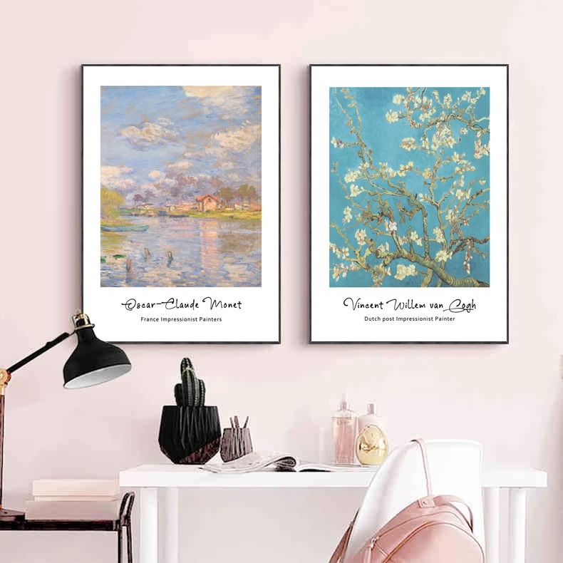 艺术油画梵高莫奈客厅沙发背景墙挂画餐厅装饰画玄关卧室桌面摆画图片