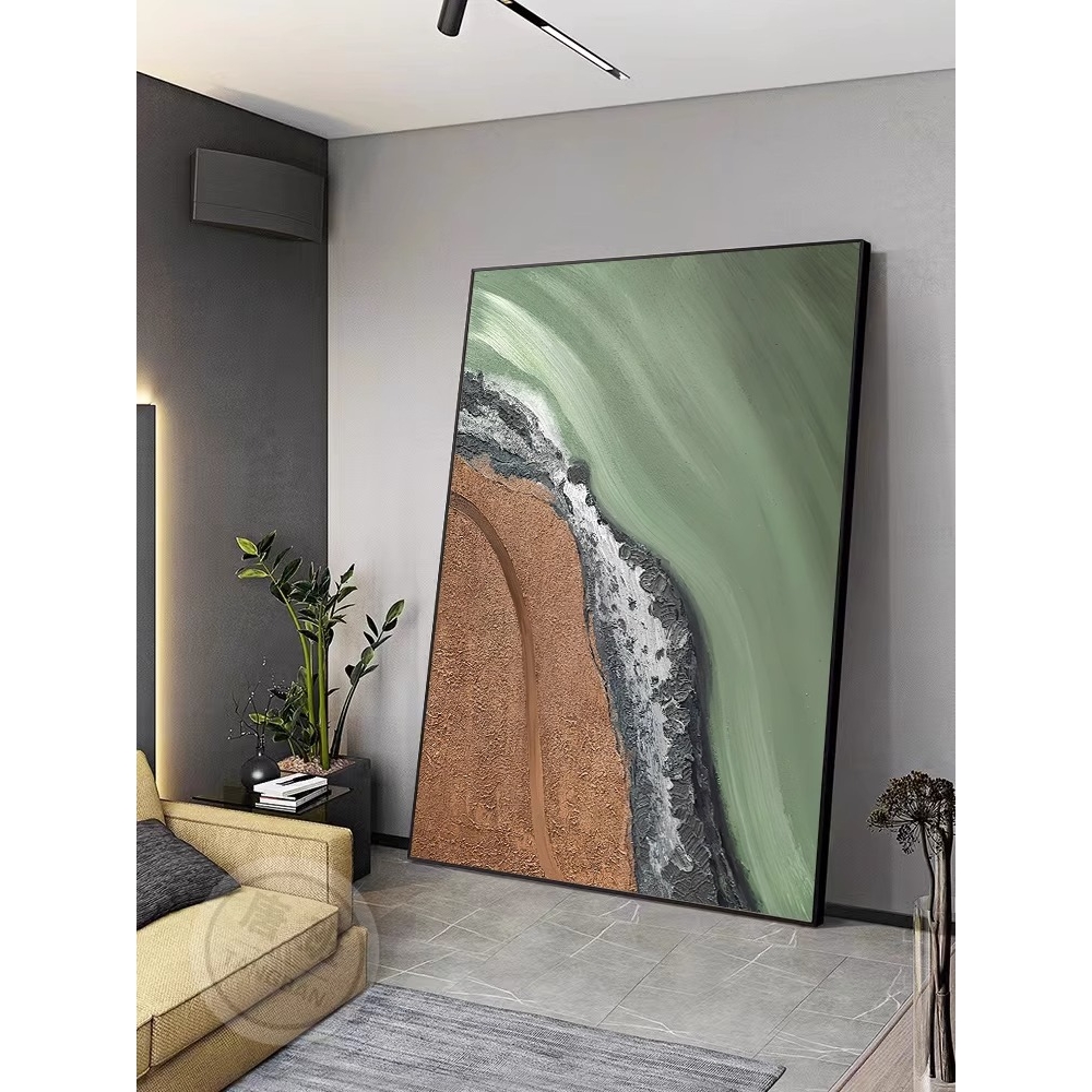 现代简约客厅装饰画高档肌理感沙发背景墙落地画几何抽象玄关挂画图片