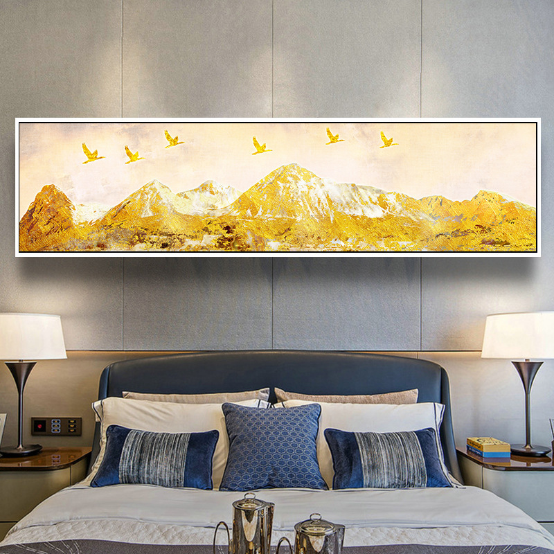 欧式卧室床头画客厅家居墙画大幅装饰画清新富贵金山图片
