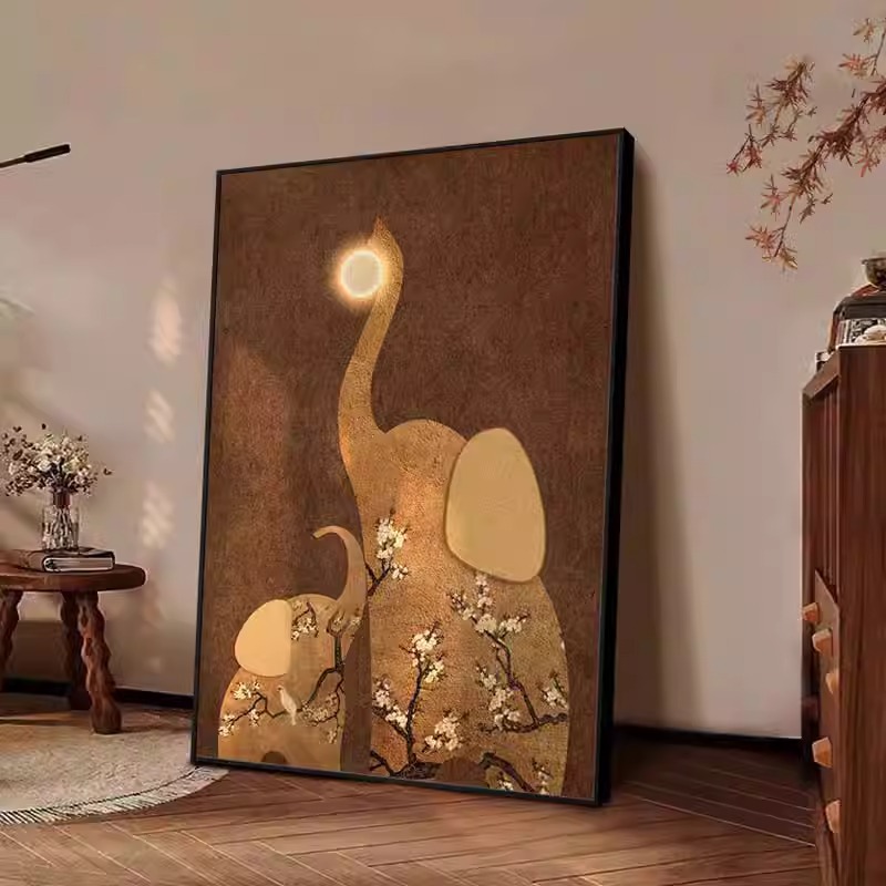 吉象中古风落地客厅装饰画法式复古沙发背景墙挂画好寓意艺术壁画图片