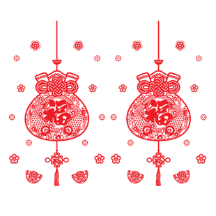 新年春节装饰品商场橱窗玻璃静电贴双面客厅阳台推拉移门贴纸防撞