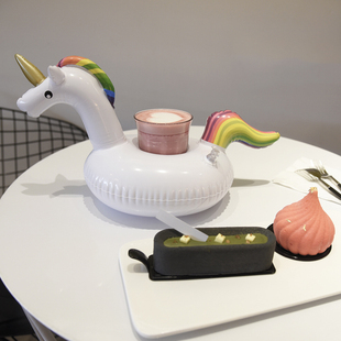 充气甜甜圈火烈鸟手机座水上可乐杯座饮料杯座家庭装 饰品儿童玩具