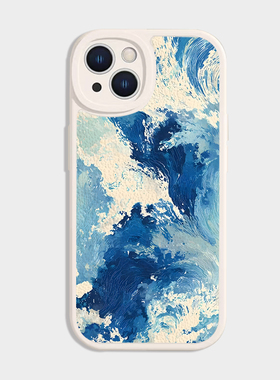 ~蓝色海蓝适用苹果17promax手机壳15小米16华为nova14防摔vivo软一加12oppo复古卡通mate70小羊皮p80荣耀200