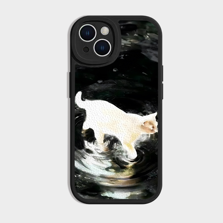 ~发光白猫适用苹果16promax手机壳iphone15全包p60nova12红米k80vivox200荣耀小米14可爱iqoo13华为mate70