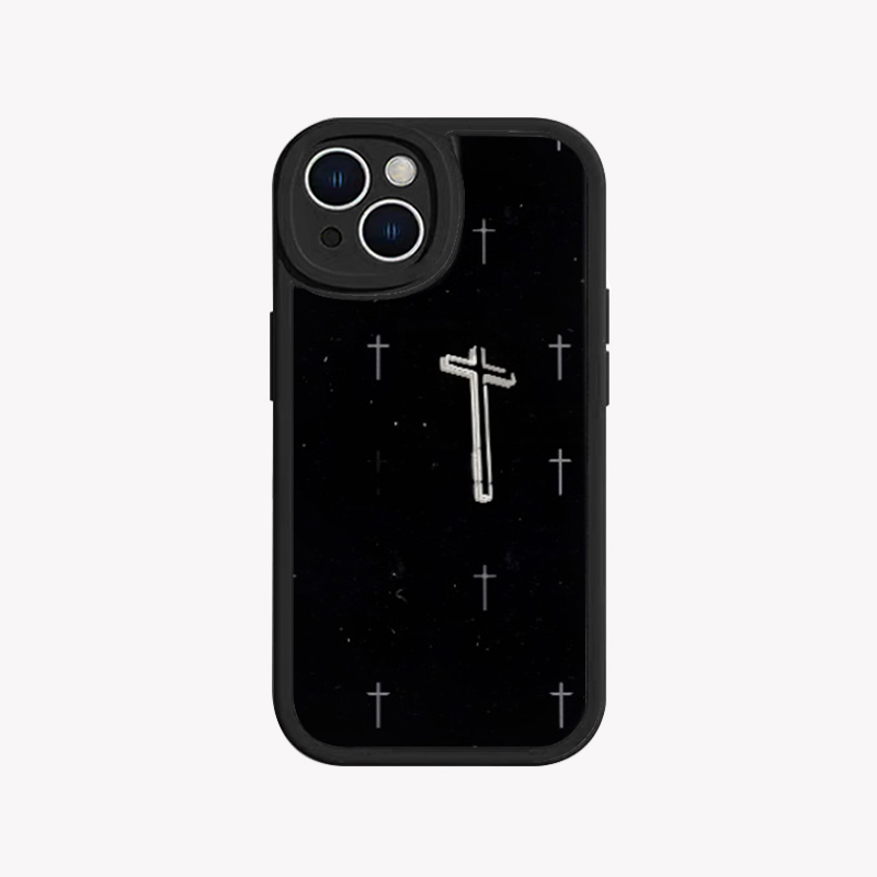 暗黑十字架简约适用于iPhone15promax小米14华为mate60nova12荣耀vivoX100小羊皮手机软壳opporeno11苹果13