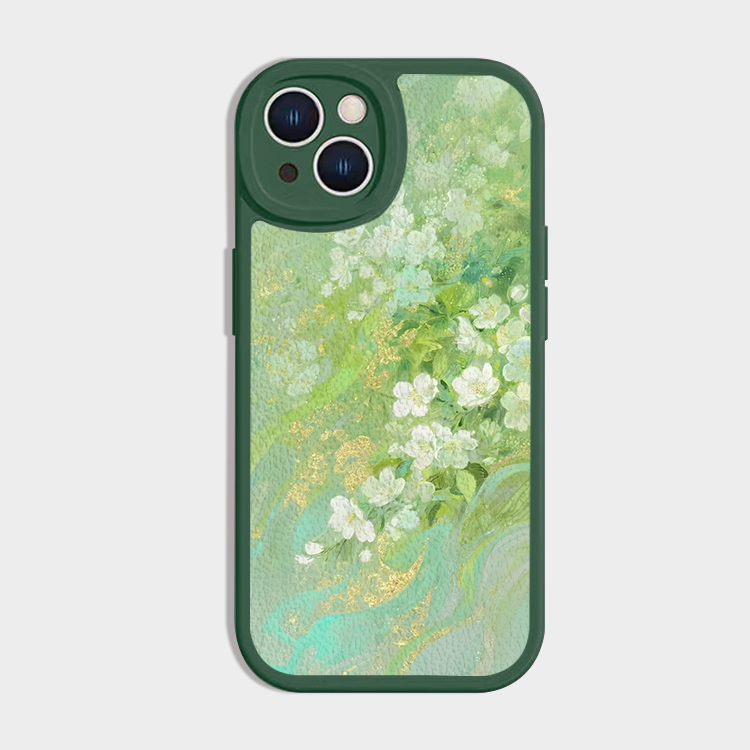 ~花与绿意适用苹果17promax小羊皮手机壳iphone14文艺风Pura80荣耀300软防摔vivos30华为mate60小米15nova12
