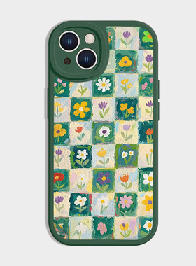 ~绿色格子适用iPhone16promax手机壳苹果14新款mate70oppo红米k80荣耀300可爱vivoS20小米15pro华为Pura80