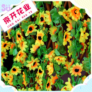 仿真太阳花藤条向日葵假花藤蔓串藤挂壁室内空调管道墙壁装饰花条