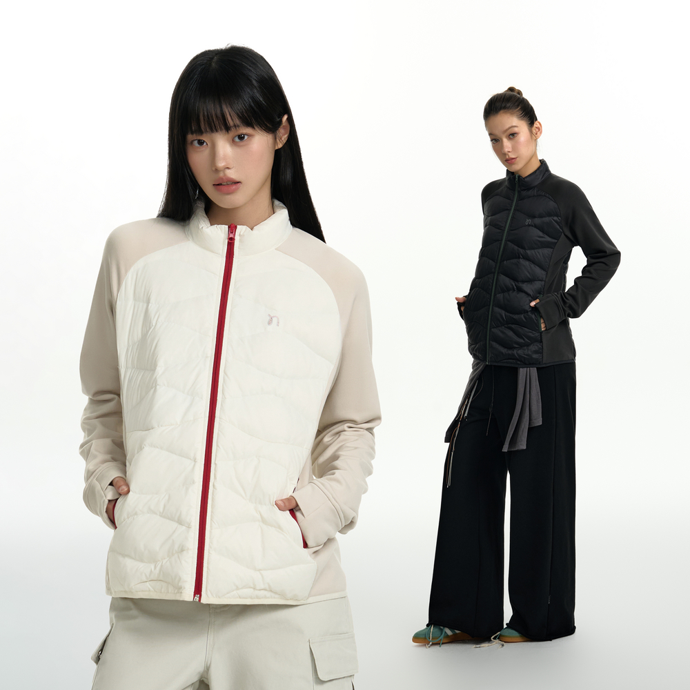 TGNS撞色立领轻薄羽绒服保暖外套