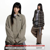 双面穿 TGNS格子衬衫 女设计感长袖 格纹衬衣男美式 复古宽松外套