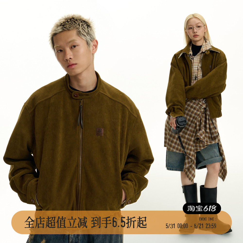 【明星同款】TGNS美拉德灯芯绒夹克男春季棒球服女生美式复古外套