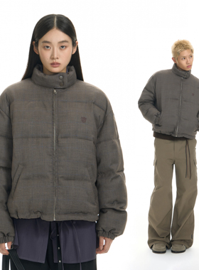 TGNS千鸟格哈灵顿棉服男款冬季新款美式加厚保暖棉衣立领防风外套