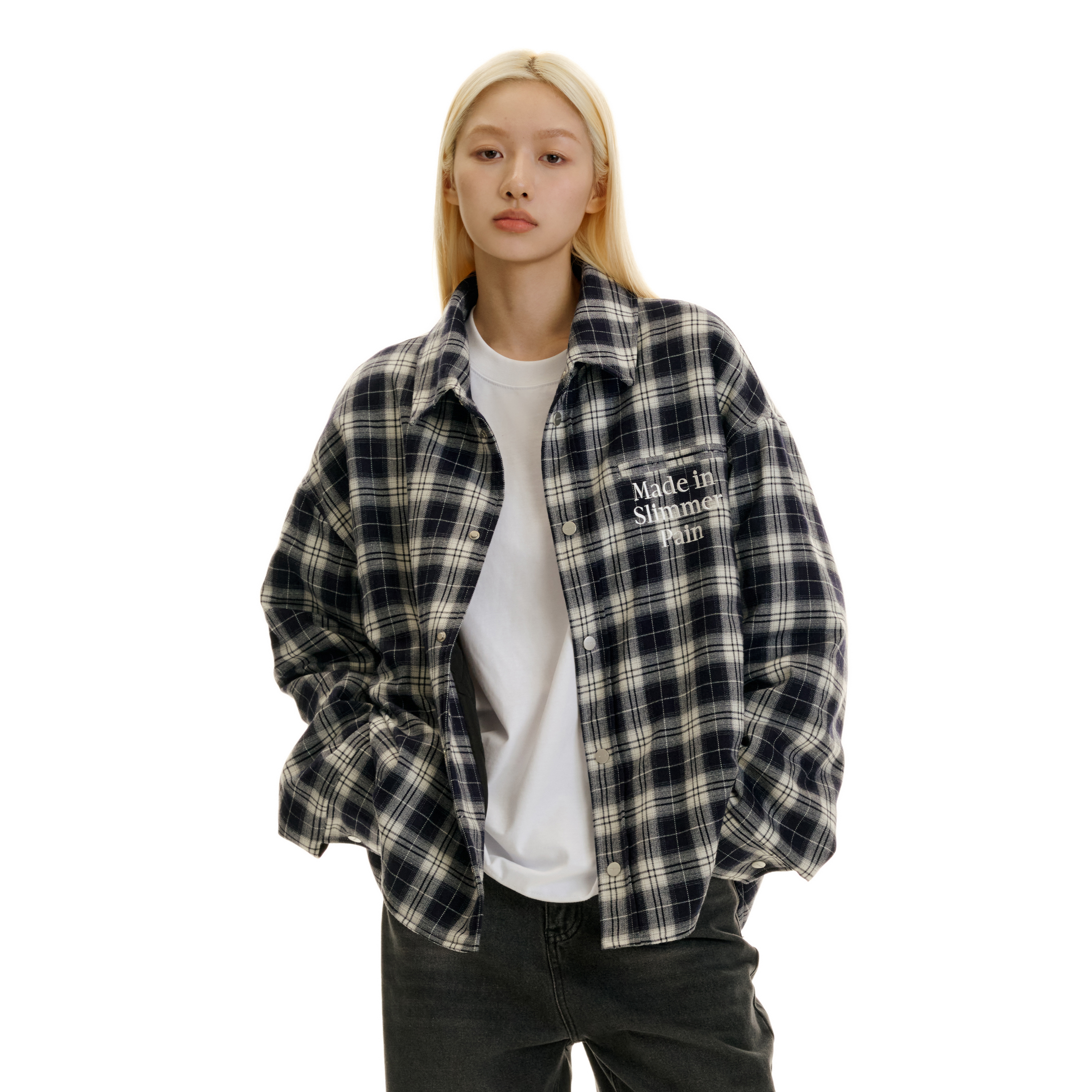 TGNS潮牌格纹绗棉衬衫棉服