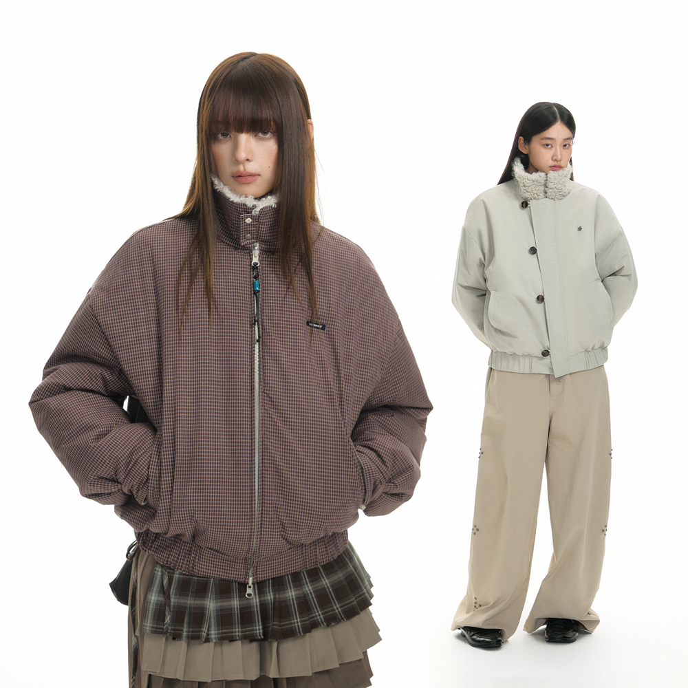 【双面穿】TGNS立领毛领棉服男生冬天派克服外套女款加厚保暖棉衣