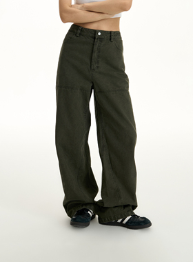 TGNS潮牌美式复古脚口三角插片工装长裤男秋季宽松百搭直筒休闲裤