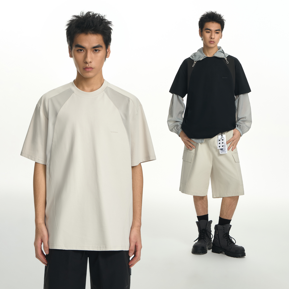 TGNS插肩拼接网布速干T恤